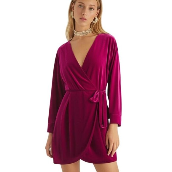 & Other Stories Dresses & Skirts - Paris Atelier & Other Stories Womens Wrap Dress Berry Velvet Glam Twee M
